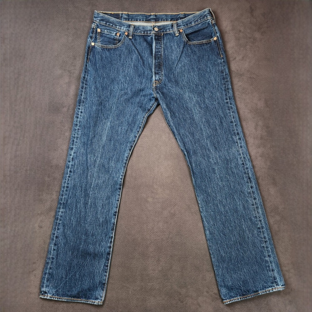 Levis 501 Jeans Mens‎ W40 L34 Blue Button Fly Straight Leg Casual Denim